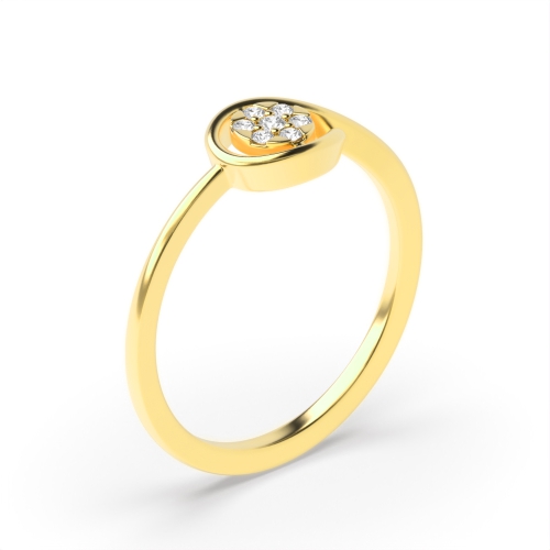 6 Prong Round Yellow Gold Leaf shaped Engagement Rings