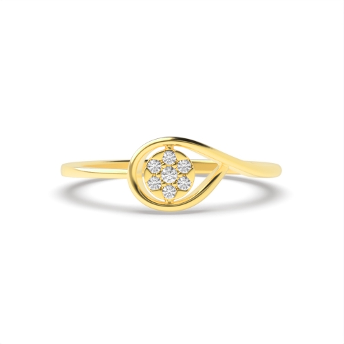 6 Prong Round Yellow Gold Leaf shaped Engagement Rings