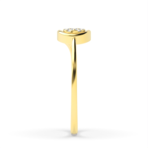 6 Prong Round Yellow Gold Leaf shaped Engagement Rings