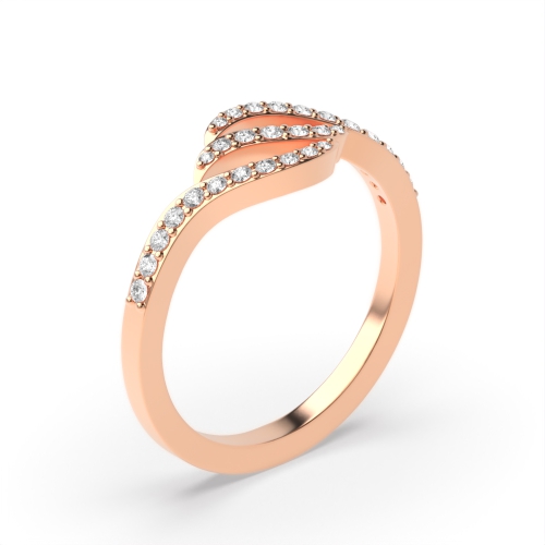 4 Prong Round Rose Gold Wave twist Engagement Rings