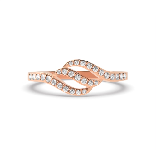 4 Prong Round Rose Gold Wave twist Engagement Rings