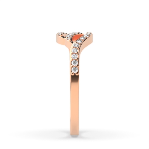 4 Prong Round Rose Gold Wave twist Engagement Rings