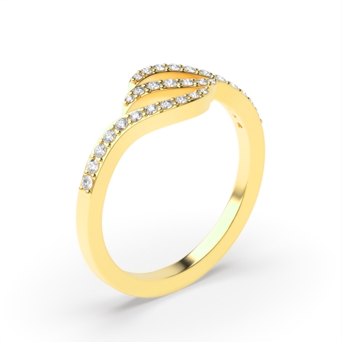 4 Prong Round Yellow Gold Wave twist Engagement Rings