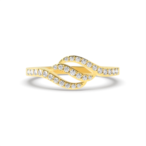 4 Prong Round Yellow Gold Wave twist Engagement Rings