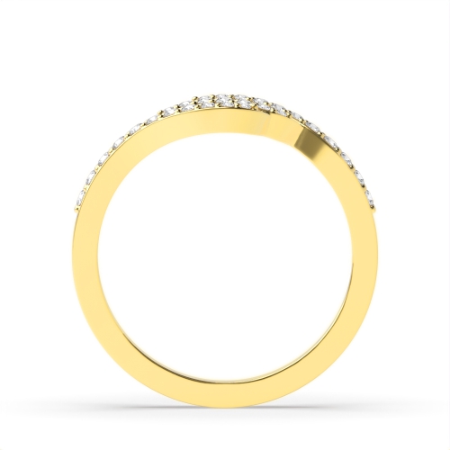 4 Prong Round Yellow Gold Wave twist Engagement Rings