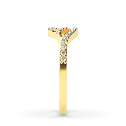 4 Prong Round Yellow Gold Wave twist Engagement Rings