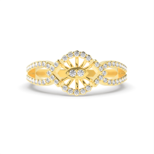 4 Prong Round Yellow Gold Luminary Engagement Rings