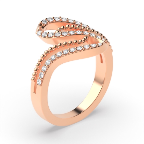 4 Prong Round Rose Gold Sinuous Unique Eternity Bands Engagement Rings