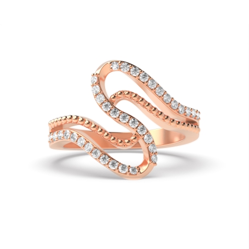 4 Prong Round Rose Gold Sinuous Unique Eternity Bands Engagement Rings