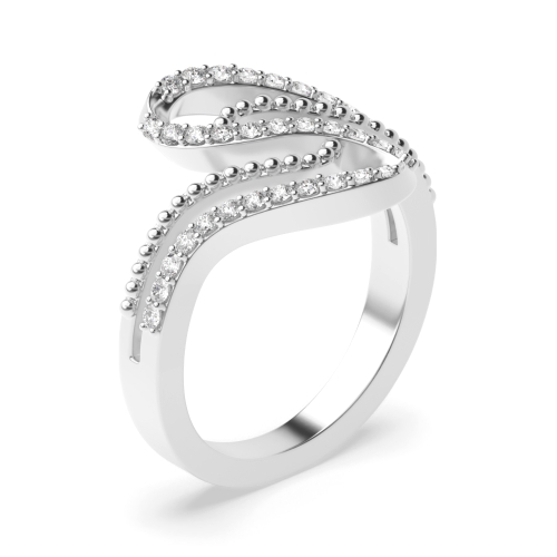 4 Prong Round White Gold Sinuous Unique Eternity Bands Engagement Rings