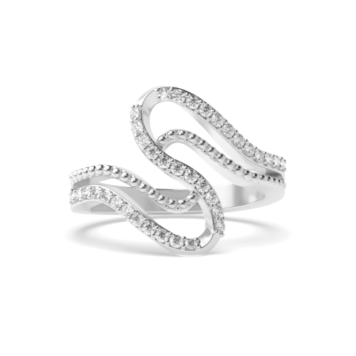 4 Prong Round White Gold Sinuous Unique Eternity Bands Engagement Rings