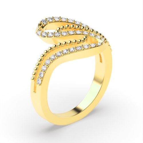 4 Prong Round Yellow Gold Sinuous Engagement Rings