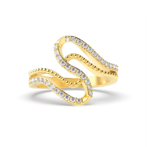 4 Prong Round Yellow Gold Sinuous Engagement Rings