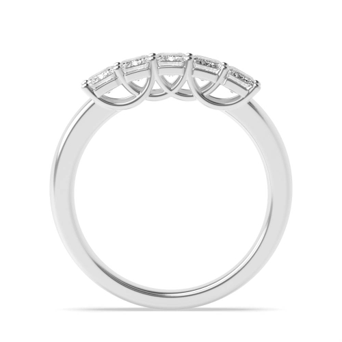 4 Prong Emerald Luminance Moissanite Five Stone Diamond Ring