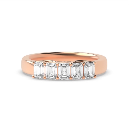 4 Prong Emerald Rose Gold Luminance Diamond Rings