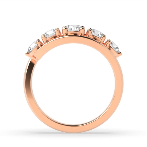 4 Prong Round Rose Gold crossover Five Stone Diamond Ring