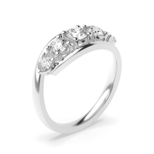 4 Prong Round crossover Moissanite Five Stone Diamond Ring