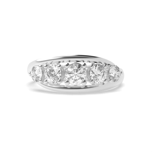 4 Prong Round crossover Moissanite Five Stone Diamond Ring