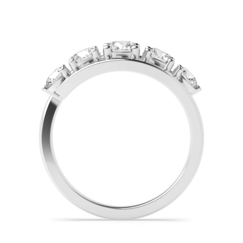 4 Prong Round crossover Moissanite Five Stone Diamond Ring