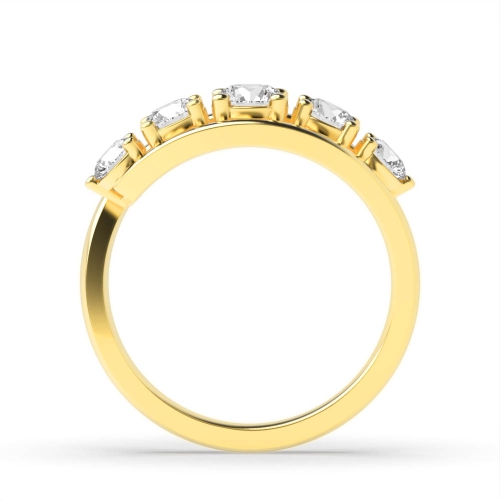 4 Prong Round Yellow Gold crossover Five Stone Diamond Ring