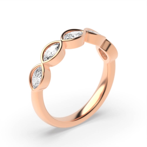Buy Bezel Setting Marquise Shape Five Diamond Ring - Abelini