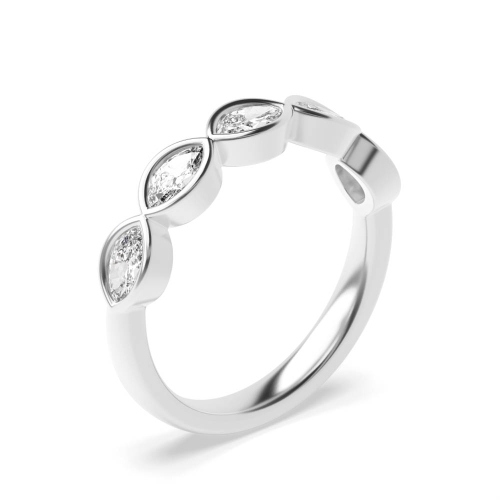 Bezel Setting Marquise Shape Five Diamond Ring