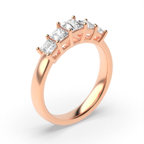 Buy 4 Prong Setting Princess Shape Five Stone Ring - Abelini