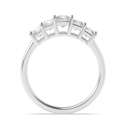 4 Prong Princess Starlight Moissanite Five Stone Diamond Ring