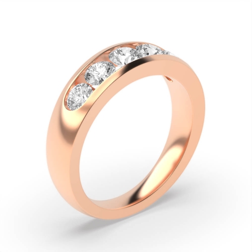 Channel Setting Round Rose Gold Luminary Diamond Rings
