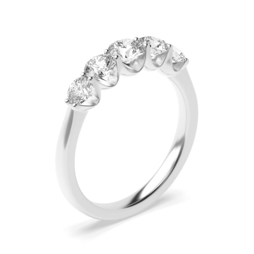 Channel Setting Round Elegant Five Stone Diamond Ring