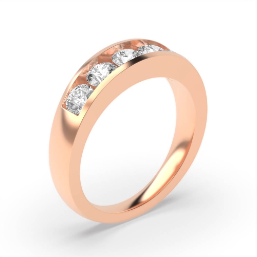 Buy Channel Setting Round Diamond Plain Five Stone Ring - Abelini
