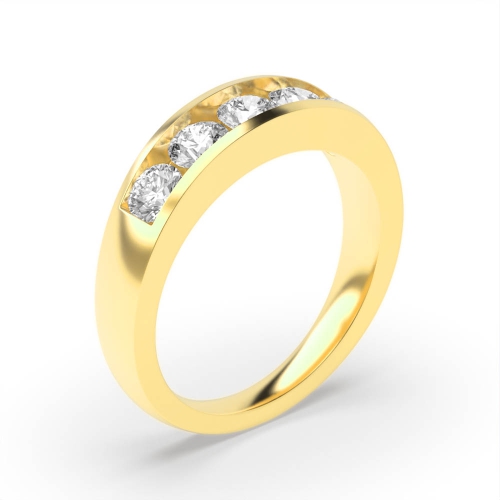 Buy Channel Setting Round Diamond Plain Five Stone Ring - Abelini