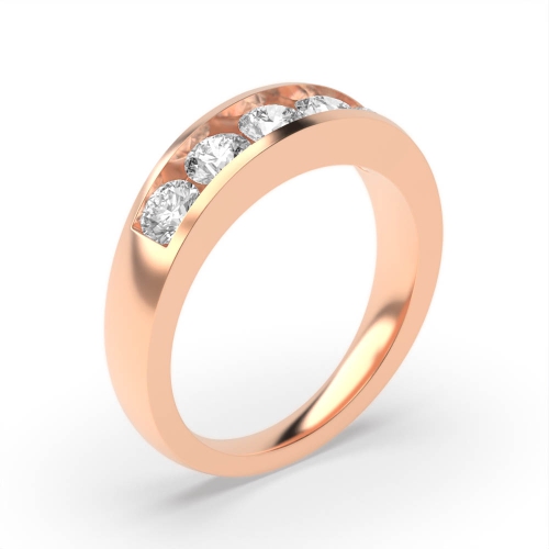 Channel Setting Round Rose Gold Infinity orbit Diamond Rings