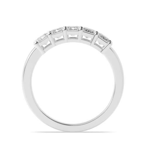 4 Prong Emerald Celestial Baguette Five Stone Diamond Ring
