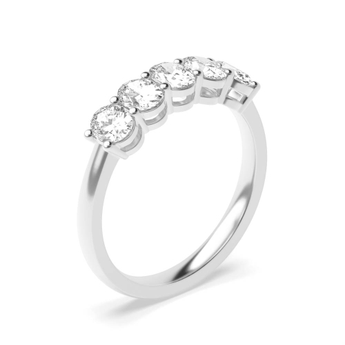 4 Prong Setting Oval Shape Five Stone Ring