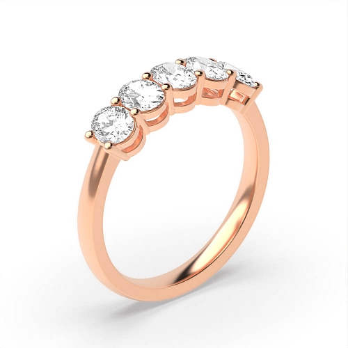 4 Prong Oval Rose Gold Twilight Designer Five Stone Diamond Ring