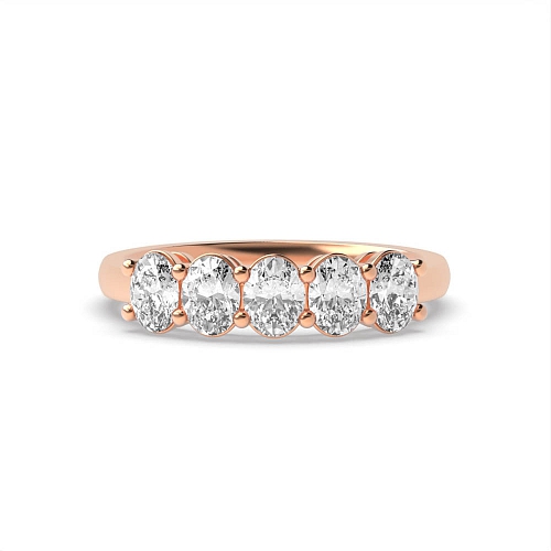 4 Prong Oval Rose Gold Twilight Designer Five Stone Diamond Ring