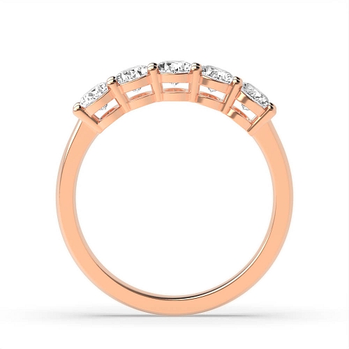 4 Prong Oval Rose Gold Twilight Designer Five Stone Diamond Ring