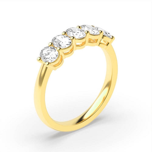 4 Prong Oval Yellow Gold Twilight Designer Five Stone Diamond Ring