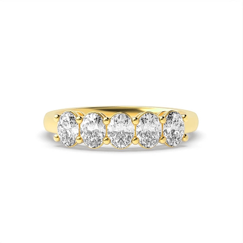 4 Prong Oval Yellow Gold Twilight Designer Five Stone Diamond Ring