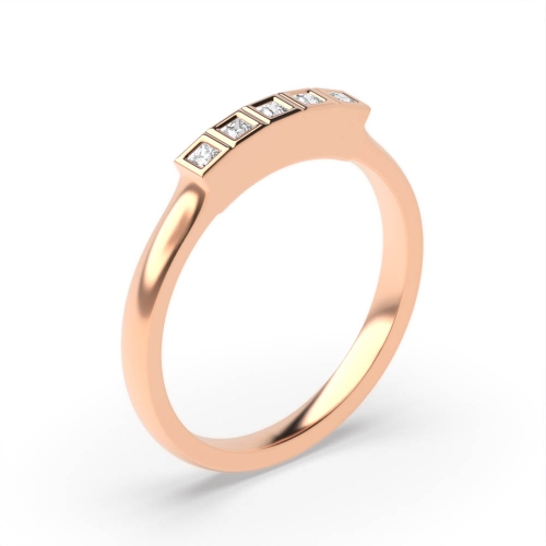 Bezel Setting Princess Rose Gold Celestial monogem Diamond Rings