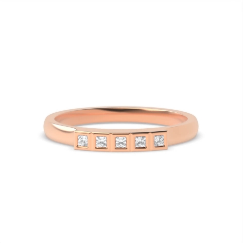 Bezel Setting Princess Rose Gold Celestial monogem Diamond Rings