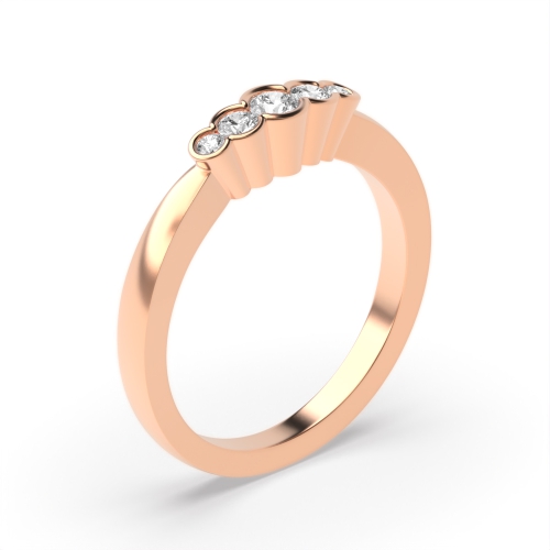 Channel Setting Round Rose Gold Heritage band semi bezel Diamond Rings