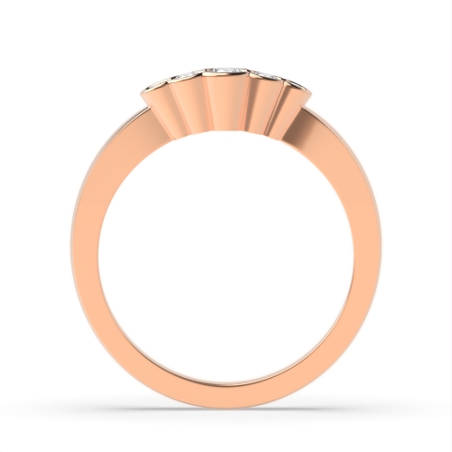Channel Setting Round Rose Gold Heritage band semi bezel Diamond Rings
