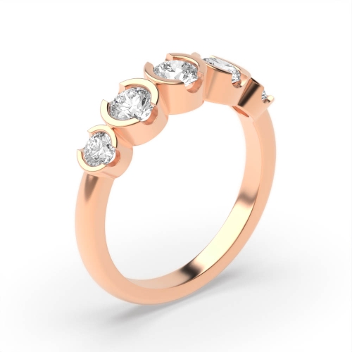 Buy Semi Bezel Setting Round Shape Five Stone Ring - Abelini