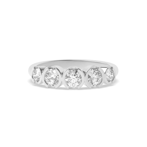 Channel Setting Round Heritage Band Moissanite Five Stone Diamond Ring