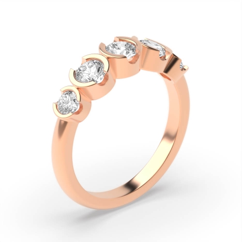 Channel Setting Round Rose Gold Semi bezel heritage band Diamond Rings