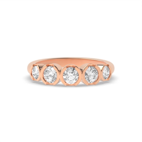 Channel Setting Round Rose Gold Semi bezel heritage band Diamond Rings