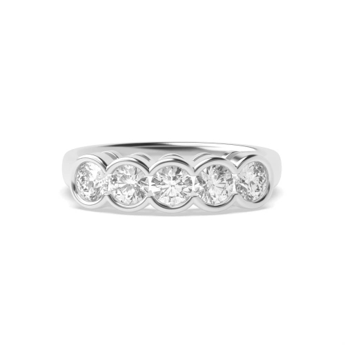 Bezel Setting Round Twilight Allure Moissanite Five Stone Diamond Ring