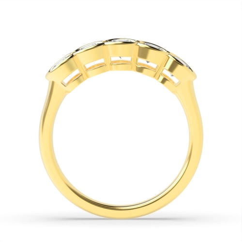 Bezel Setting Round Yellow Gold Five Stone Diamond Ring